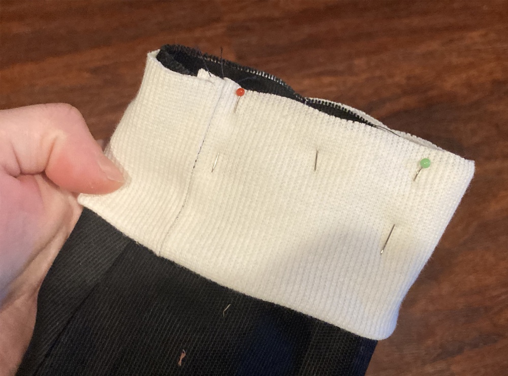 Pin the cuffs to the shell