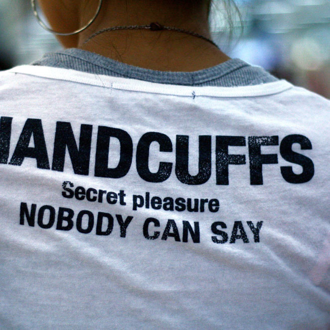 This girl's grey undershirt and white T-shirt both have a knit binding at the
neckline.