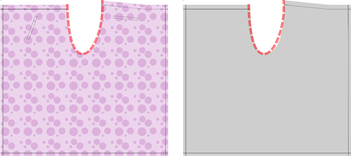 Lay the two parts on top of one another with good sides together. Sew the
crotch seam